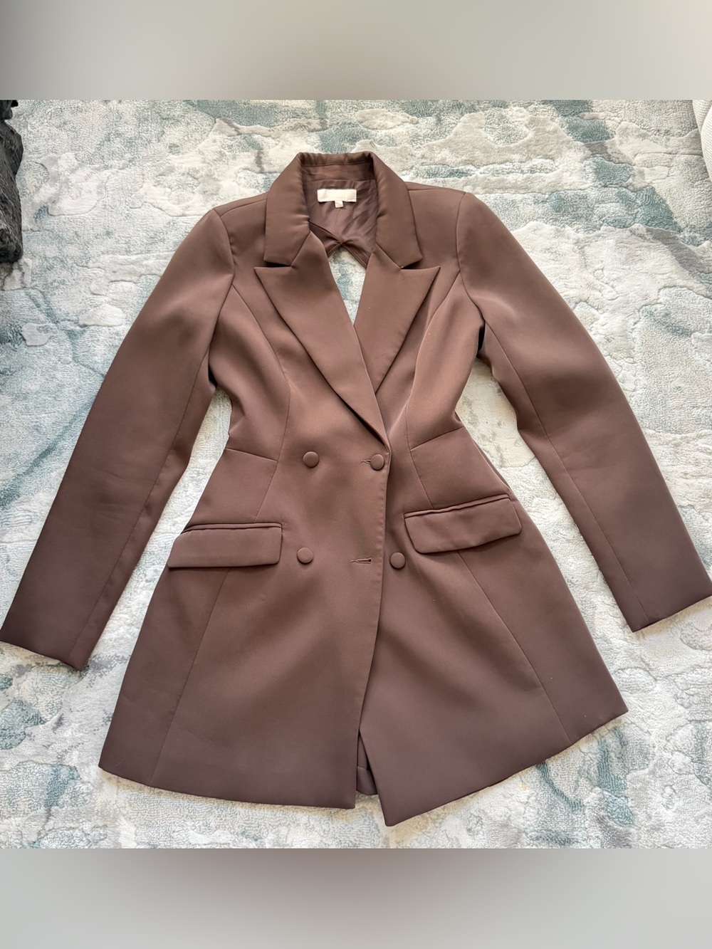 Meshki Double-Breasted Tailored Blazer dress in Brown